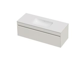 Hero - Posh Domaine Single 1200 1 Drawer Wall Hung Vanity White Console Top Matte White Mineral Cast No Taphole