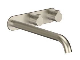 Supporting Image - Faucet Strommen Vara Fin Wall Basin / Bath Hostess Tap System Right Hand 250mm Trimset Brushed Nickel (6 Star) Lead Free
