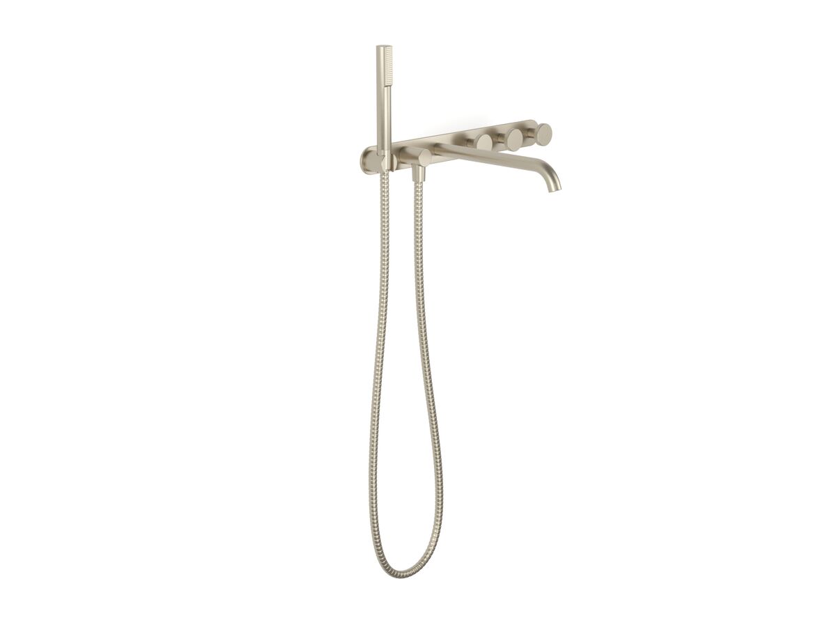 Hero - Faucet Strommen Vara Disc Wall Bath Tap Set with Handshower Kit Brushed Nickel (3 Star) Lead Free
