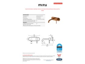 Specification Sheet - Mizu Drift Wall Basin / Bath Mixer Set with Curved Spout Kit Brushed Bronze (6 Star) Lead Free