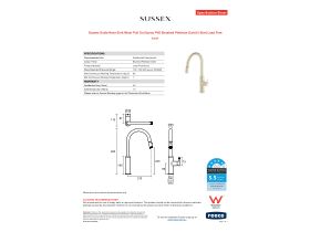 Specification Sheet - Sussex Scala Nova Sink Mixer Pull Out Spray PVD Brushed Platinum Gold (5 Star) Lead Free