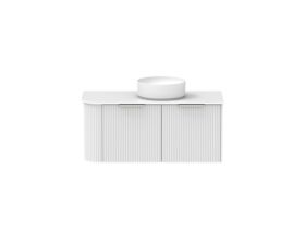 Supporting Image - Kado Neue Fluted Single Curve All Drawer 1050mm Wall Hung Vanity with Centre Basin Durasein 12mm Top Ultra White