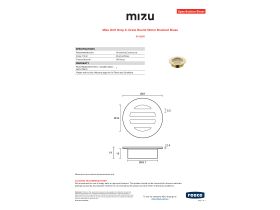 Specification Sheet - Mizu Drift Drop In Grate Round 50mm Brushed Brass