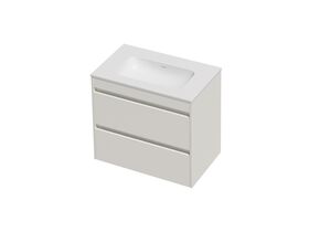 Hero - Posh Domaine Twin 750 2 Drawer Wall Hung Vanity White Console Top Matte White Mineral Cast No Taphole