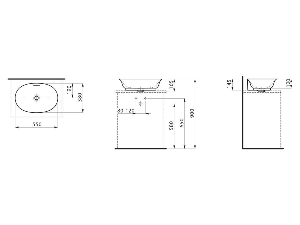 LAUFEN The New Classic Above Counter Basin 550mm x 380mm Matte White
