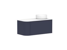 Supporting Image - Kado Era Single Curve All Drawer 1050mm Wall Hung Vanity with Right Hand Basin 20mm Top Royal Battle Blue