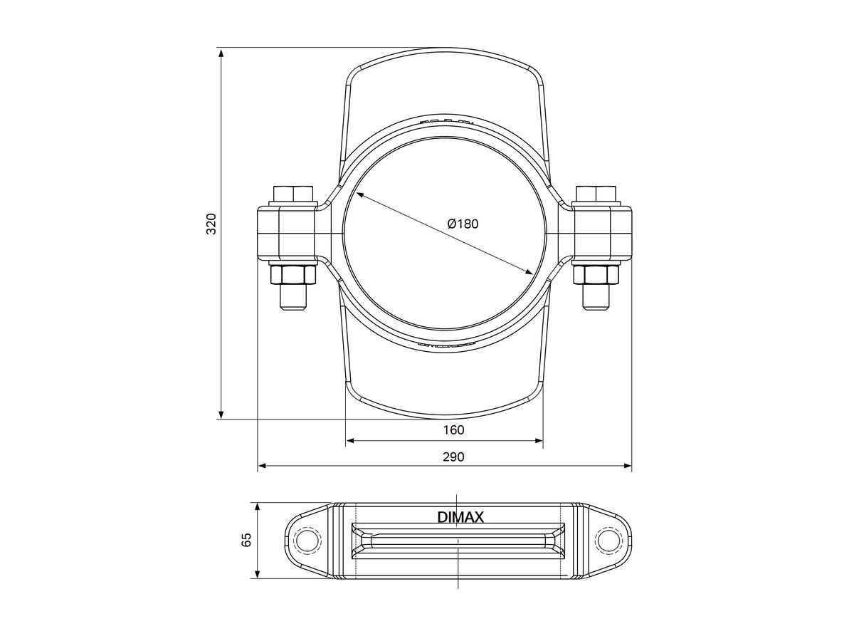 Technical Drawing - Dimax Bolt On PE Puddle / Weep Flange suit 180mm HDPE Pipes