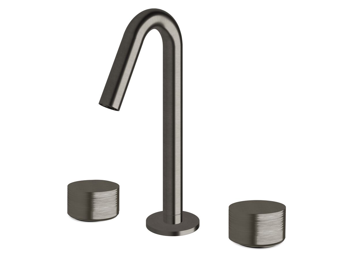 Sussex Pure Basin Set with Cirque Textured Handles PVD Brushed Gunmetal (5 Star)