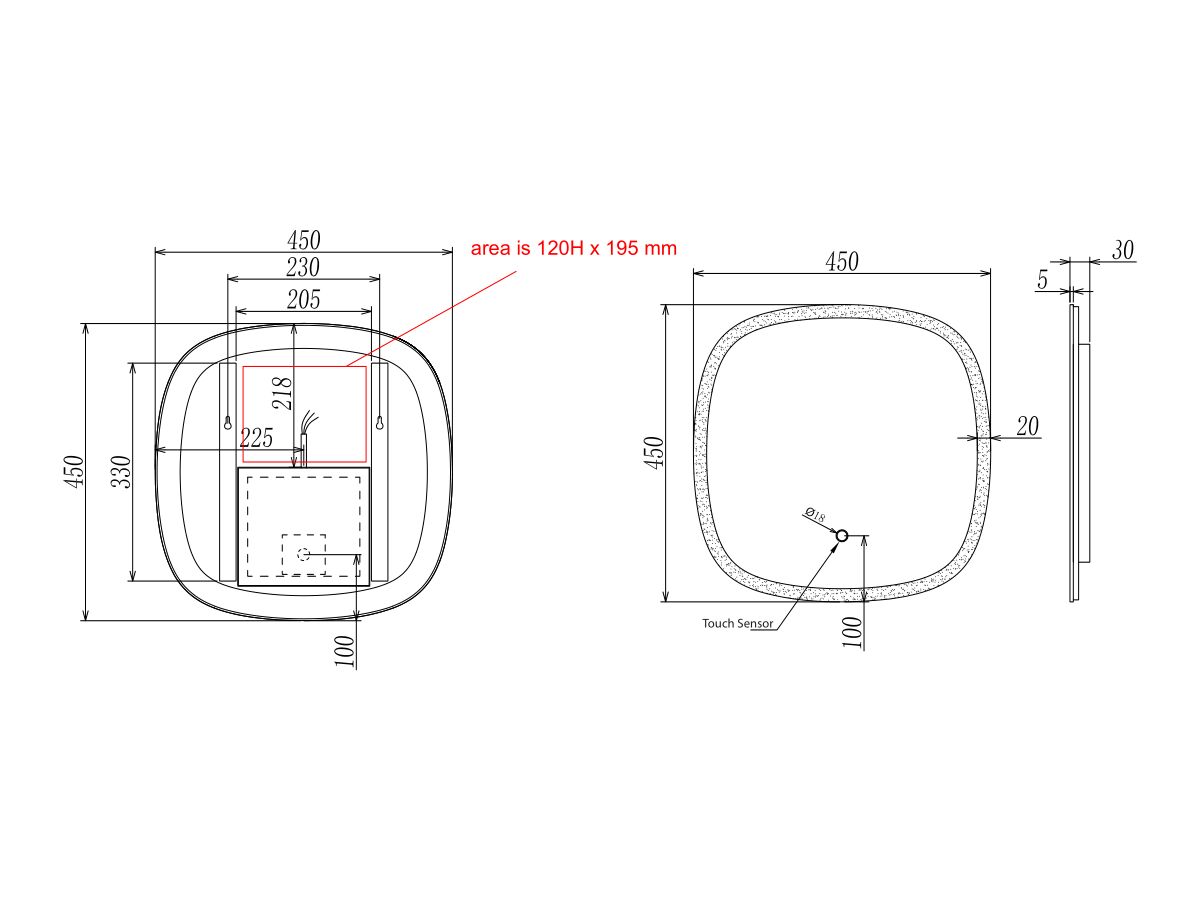 Kado Lussi 450mm x 450mm LED Mirror