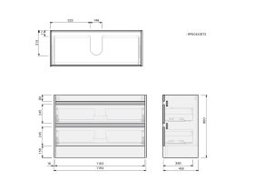 Technical Drawing - Posh Domaine Twin 1200 Floor Mounted Cherry Pie