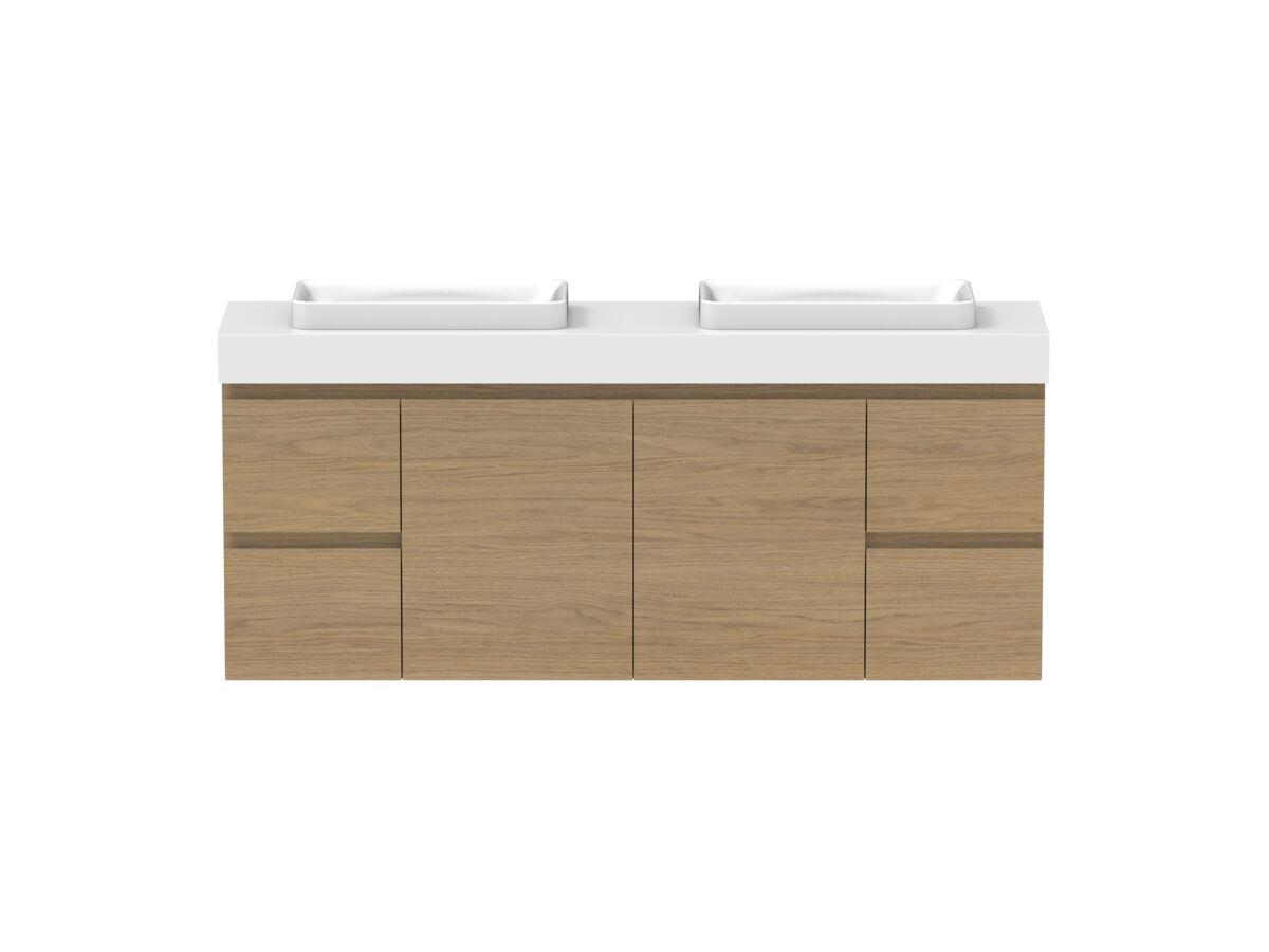 Hero - Posh Domaine 1500mm Ensuite Wall Hung Vanity Unit Double Bowl 90mm Top