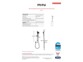 Specification Sheet - Mizu Drift Single Rail Shower with Wall Water Inlet Chrome (5 Star)