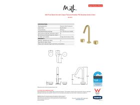 Specification Sheet - Milli Pure Basin Set with Cirque Textured Handles PVD Brushed Gold (5 Star)