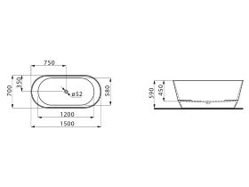 LAUFEN Pro Freestanding Bath with Overflow 1500x700 White
