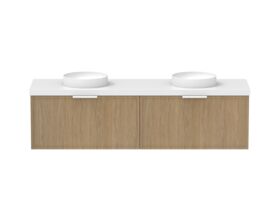 Supporting Image - Kado Lux Slim All Drawer 1800mm Wall Hung Vanity with Double Basin 50mm Top Boston Oak