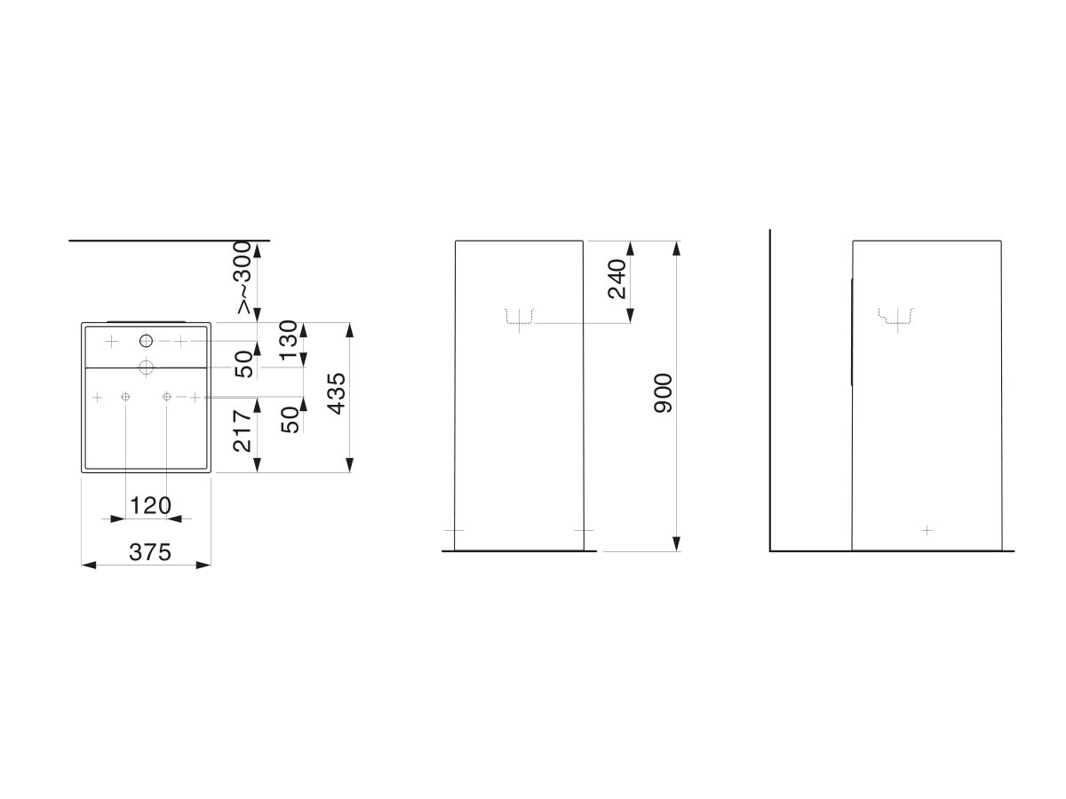 LAUFEN Kartell Freestanding Basin / Pedestal with Overflow 375 x 435 x 900mm 1 Taphole White