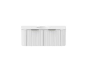 Supporting Image - Kado Neue Fluted Double Curve 1200mm Wall Hung Vanity Centre Basin Matte White Ceramic Top Ultra White