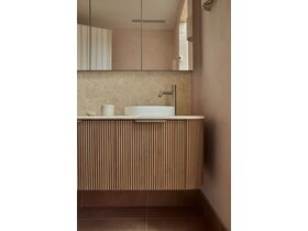 In Situ - Kado Neue Fluted Double Curve All Door 1800mm Wall Hung Vanity with Double Basin Cherry Pie Top 20mm