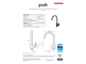 Specification Sheet - Posh Solus Gooseneck Sink Mixer Tap Matte Black (5 Star) Lead Free