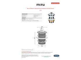 Specification Sheet - Mizu Drift 40mm Plug & Waste with No Overflow Chrome
