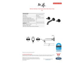 Specification Sheet - Milli Etch Wall Basin / Bath Tap Set 200mm Matte Black (6 Star)