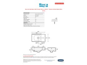Specification Sheet - Roca Ona Wall Basin With Fixings 450mm x 260mm 1 Taphole Overflow Matte White