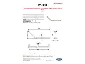 Specification Sheet - Mizu Drift Assisted Living Angled Grab Rail Right 260mm x 346mm 135 Degree Brushed Nickel