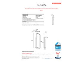 Specification Sheet - Sussex Scala Floor Mount Mixer Tap Curved Outlet with Handshower Chrome (3 Star)