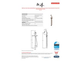 Specification Sheet - Milli Pure Floor Mounted Bath Mixer Tap with Handshower and Linear Textured Handle Trimset PVD Brushed Bronze (3 Star)