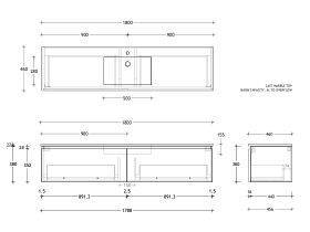 Posh Domaine All-Drawer 1800mm Single Bowl Basin Wall Hung Vanity Cast Marble Top