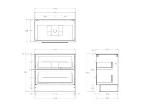 Kado Lux Floor Mounted 900mm with Kickboard 2 Drawer Single Centre Vanity (No Basin)