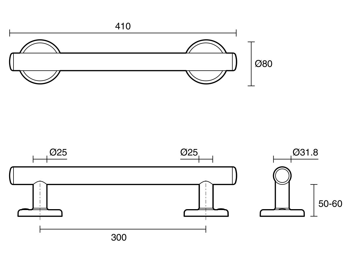Mizu Drift 300mm Grab Rail Straight
