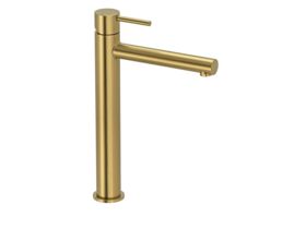 Mizu Drift Extended Basin Mixer Straight Spout Brushed Brass (6 Star)