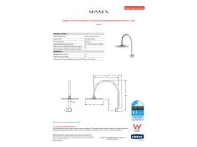 Specification Sheet - Sussex Pure Hi-Rise Shower Curved with 250mm Shower Head Chrome (3 Star)