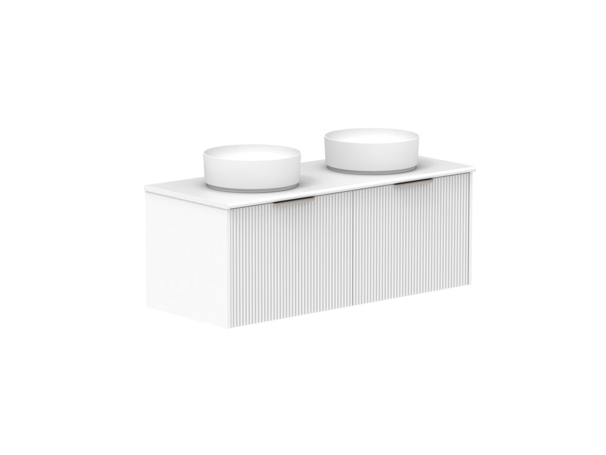 Supporting Image - Kado Neue Fluted Square 1200mm Wall Hung Vanity with Double Basin 20mm Top Ultra White