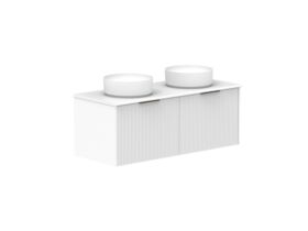 Supporting Image - Kado Neue Fluted Square 1200mm Wall Hung Vanity with Double Basin 20mm Top Ultra White