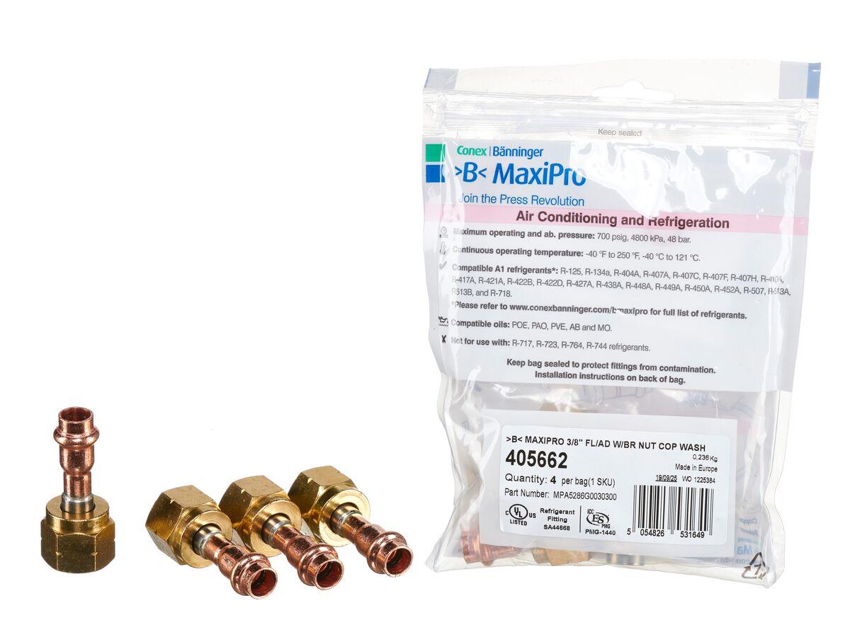>B< Maxipro Complex Flare Nut Adaptor 3/8" Bag of 4