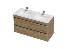 Hero - Posh Domaine Twin 1200 Double Bowl 2 Drawer Wall Hung Vanity Colour Console Top Gloss White Mineral Cast