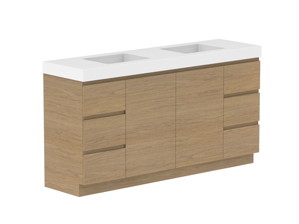 Supporting Image - Posh Domaine 1800mm Floor Mount Vanity Unit Conventional Double Bowl 90mm Top