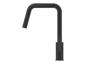 Supporting Image - GROHE Eurosmart New Cosmopolitan Gooseneck Pull Out Sink Mixer Matte Black (5 Star) Lead Free - Side- Side