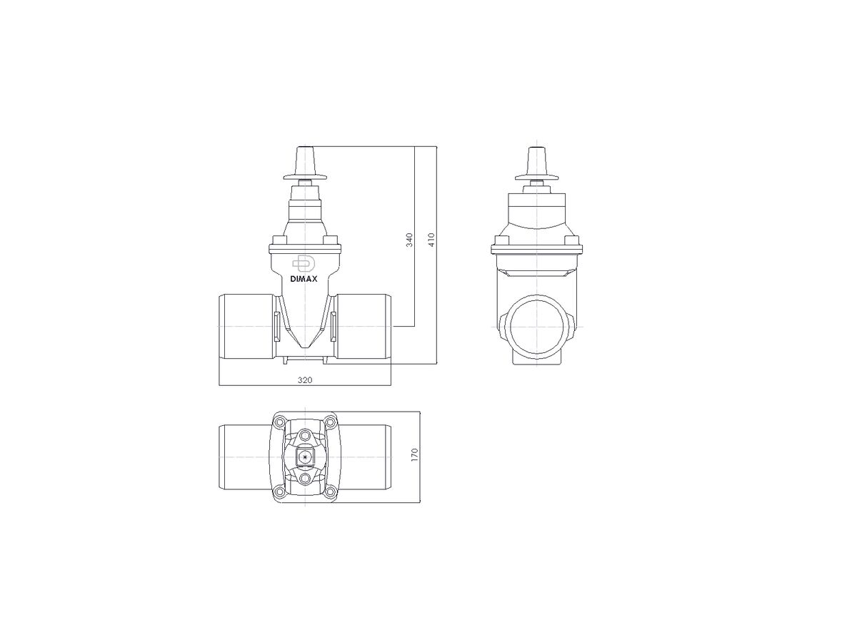 Line Drawing - 100 DIMAX SPIG PN16 RS GATE VALVE