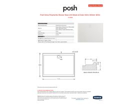 Specification Sheet - Posh Solus Polymarble Shower Base with Waste & Grate Cover 1200 x 900mm White