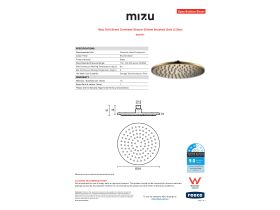 Specification Sheet - Mizu Drift Brass Overhead Shower 200mm Brushed Gold (3 Star)