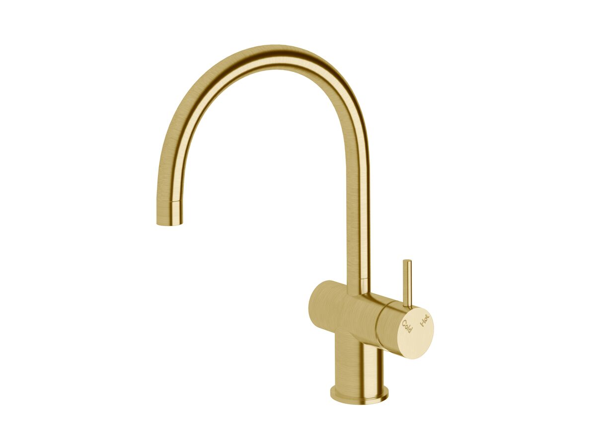 Sussex Scala Sink Mixer Curved Large RH LUX PVD Brushed Pure Gold (4 Star)
