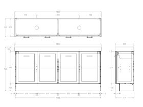 Technical Drawing - Kado Lux Ensuite All Door 1800mm Floor Mount Double Basin 90mm Top