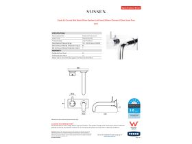 Specification Sheet - Scala 25 Curved Wall Basin Mixer System Left Hand 200mm Chrome (6 Star) Lead Free
