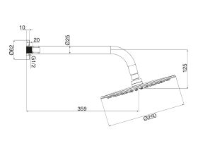 Milli Inox Overhead Shower 250mm with Arm Stainless Steel (3 Star)