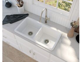 In Situ - Memo Harper Double Bowl Inset/Undermount Sink 850mm Fireclay White Inset