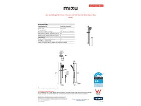 Specification Sheet - Mizu Soothe Single Rail Shower 3 Function with Wall Water Inlet Matte Black (5 Star)