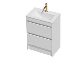 Posh Domaine Ensuite 600 2 Drawer Floor Standing White Console Top Matte White